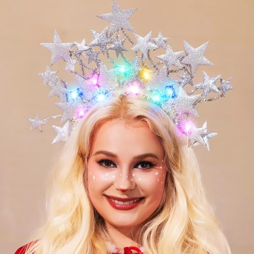 GORTIN Light up Stars Headband LED Headpiece Glowing Halloween Costume Headwear Rave Hair Accessories for Women