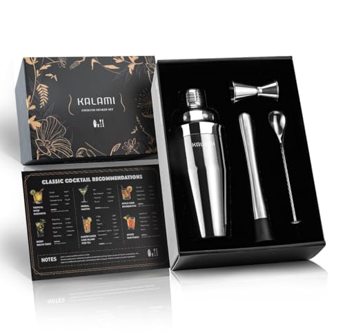 KALAMI Premium Cocktail Shaker Set, Beginner's 304 Stainless Steel Cocktail Kit. Martini Shaker Set with Cocktail Shaker, ...