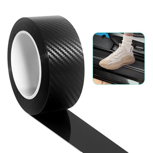 LonXFan Black Carbon Fiber Wrap (4In x 33Ft) 5D Carbon Anti-Collision Window Sill Bumper Door sill Protector for Most Cars...
