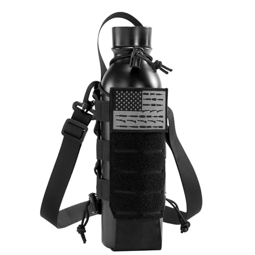 VISIONTAC Tactical MOLLE Pouch Water Bottle Holder with Shoulder Strap Modular Bag for Outdoor Hiking Camping Hunting Fish...