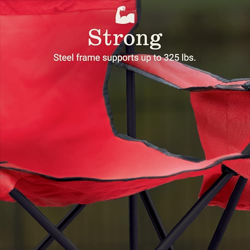 Coleman Portable Camping Chair with 4-Can Cooler, Cushioned Seat & Back with Side Pockets & Cup Holder, Carry Bag Include...