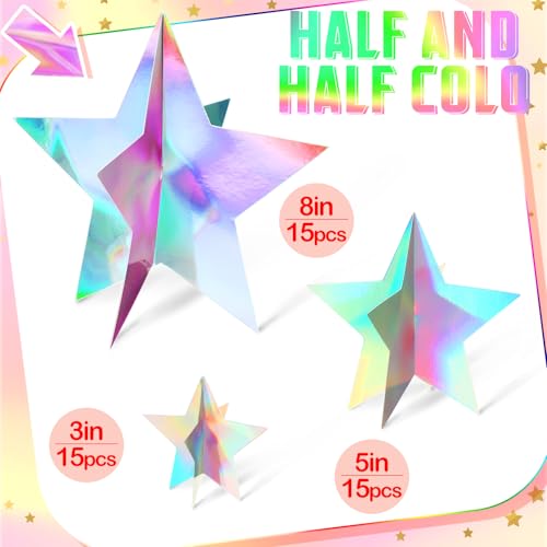 Sinload 45 Pcs 3D Star Centerpiece Movie Night Decoration for Table in 3 Sizes Hanging Supplie for Red Carpet Film Show Th...