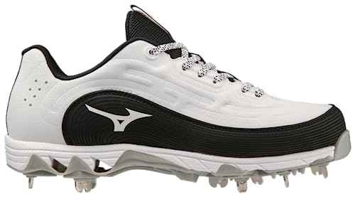 Mizuno Women's 9-Spike Swift 8 Low Metal Softball Cleat, White-Black, 11.5
