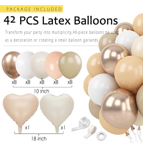 Champagne-Gold Beige Birthday Decorations for Women Girls,Cream Neutral Balloons Décor,Happy Banner,Boho Peach Paper Lante...