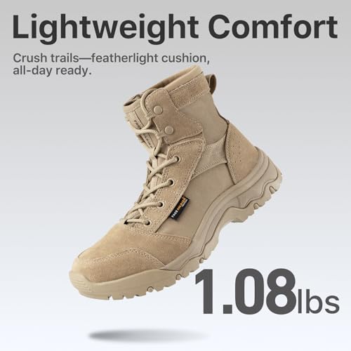 FREE SOLDIER Men's Tactical Hiking Boots Lightweight Comfortable Combat Work Boots 6 Inches