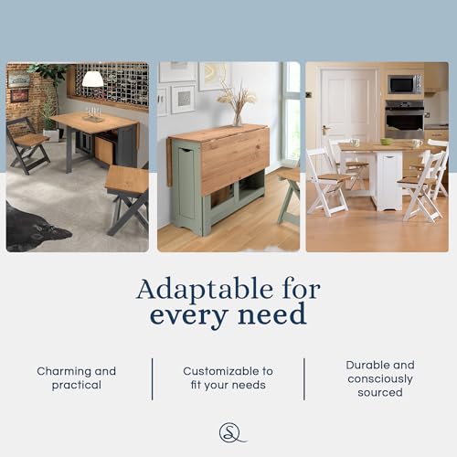 SECONIQUE Santos Butterfly Dining Set – 4 Assembled Foldable Chairs + 1 Folding Table – Space-Saving Table with Nesting Ch...