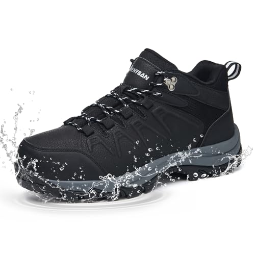 MENYBAN Waterproof Hiking Shoes Men Non-Slip Grip Ankle Support, Fashion Sneakers Tennis Walking Shoes Durable Comfort for...