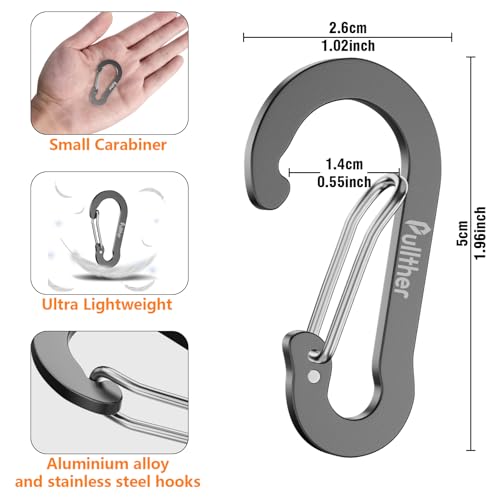 Pullther fishing Aluminum Carabiner Clips- Set of 20,Carabiner Clip 2 inch,Corrosion-Resistant,Lightweight,Ideal for Outdo...