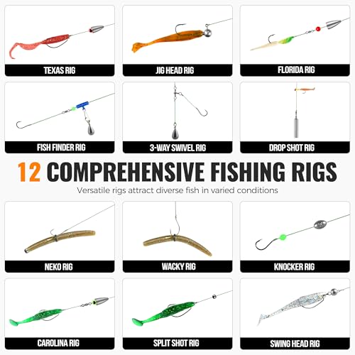 PLUSINNO 264/397pcs Fishing Accessories Kit, Organized Fishing Tackle Box with Tackle Included, Fishing Hooks, Fishing Wei...