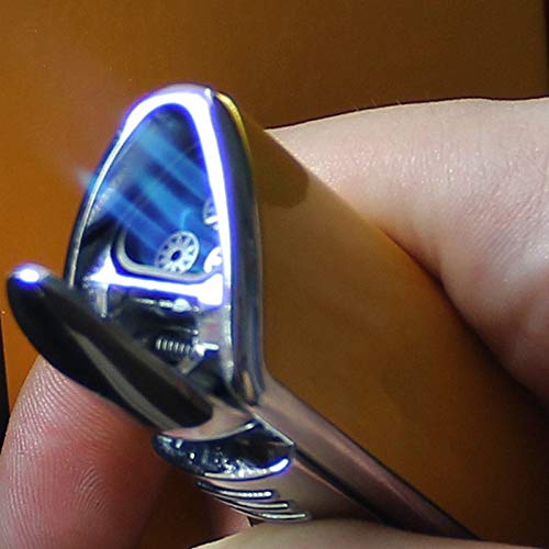 CIGAR IN STYLE Cigar Lighter, Yellow Triple 3 Jet Flame Refillable Butane Torch Lighter with Punch