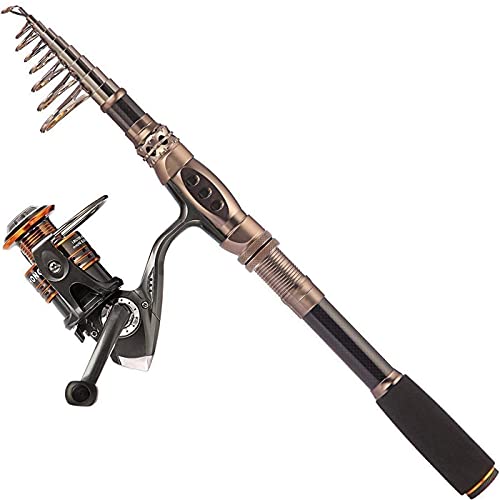 PLUSINNO Fishing Rod and Reel Combos Carbon Fiber Telescopic Fishing Pole with Reel Combo Sea Saltwater Freshwater Kit Fis...