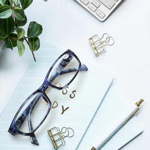 Kerecsen Reading Glasses 5 Pairs Fashion Ladies Readers Spring Hinge with Pattern Print Eyeglasses for Women (Mix Color -...