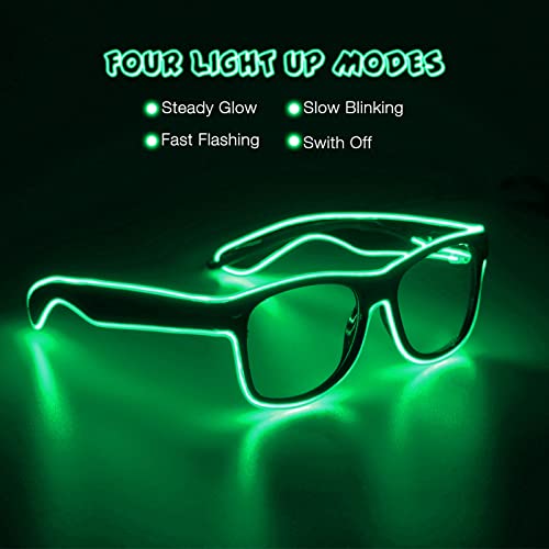 Aquat Light up EL Wire Neon Rave Glasses Glow LED Sunglasses Costumes For Party, EDM, Halloween, Wired with Battery Power