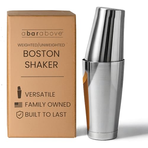A Bar Above Professional Boston Shakers Set 18 oz Weighted Stainless Steel Cocktail Shaker Set for Bartenders, Premium 304...
