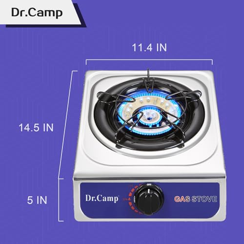 Dr.Camp 12000 BTU Single Auto Ignition Camping Garden Outdoor Camp Garden Hiking Fishing Propane Stove Cooker Griddle, Inc...
