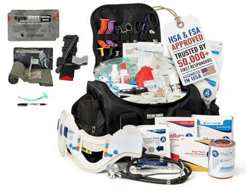 Scherber Fully-Stocked First Responder Bag | Professional EMT/EMS Trauma & Bleeding Medical Kit | HSA/FSA Approved | CAT T...