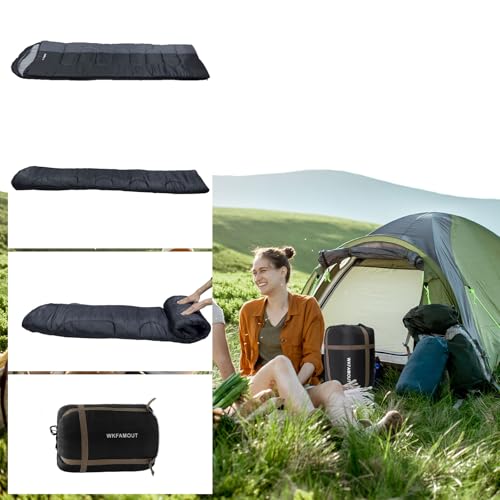 WKFAMOUT XL 10 Degree Sleeping Bags Waterproof for Adults 350GSM Machine Washable with Compression Sack for 3-4 Season Cam...