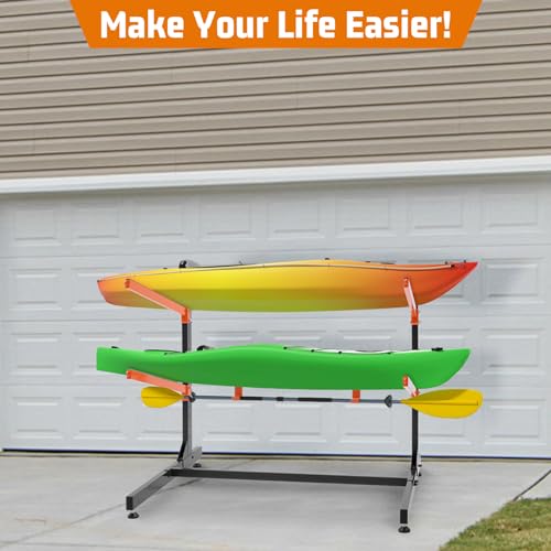 UOKRR Kayak Storage Rack, Freestanding Kayak Racks for Garage, Heavy Duty Adjustable Kayak Stand Indoor Outdoor Storage Ra...