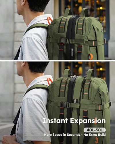 Tolaccea Travel Laptop Backpack for Men Women, 40L-50L Expandable Carry On Backpack with Wet Dry Compartment, TSA Approved...