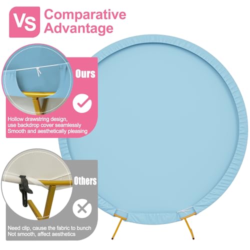 Wokceer 7.2FT Round Backdrop Cover Round Arch Covers with Buckles Polyster Dusty Blue Circle Balloon Arch Cover for Weddin...