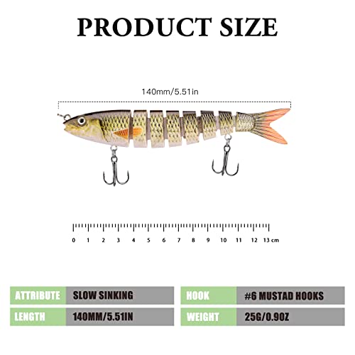 Pumowu Fishing Lures Set - Multi-Stage Bait, Slow Sinking Bionic Bait for Freshwater & Saltwater Bass - Men's Fishing Gift
