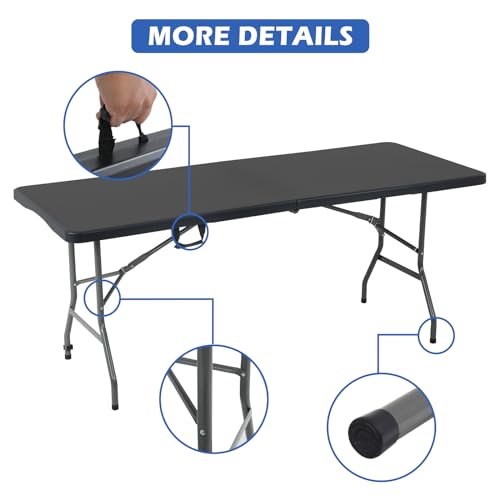 HKLGorg Folding Table, Heavy Duty Plastic Folding Utility Table Indoor Outdoor, Party Dining Table Easy to Assemble with L...
