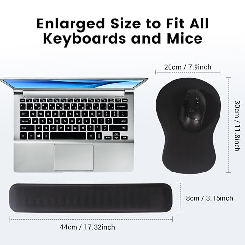 MEKASS Ergonomic Mouse Pad and Keyboard Wrist Rest Set, Super Soft Memory Foam Desk Wrist Support for Computer Keyboard, N...