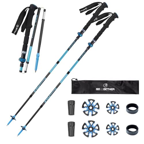2 Pack Carbon Fibre Trekking Poles - Collapsible and Telescopic Walking Poles with Quick Lock System for Men, Foldable and...