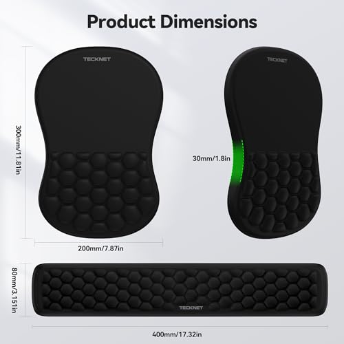 TECKNET Ergonomic Mouse Pad with Wrist Rest,Keyboard Pad and Mousepad with Wrist Support,Massage Design Effectively Reliev...