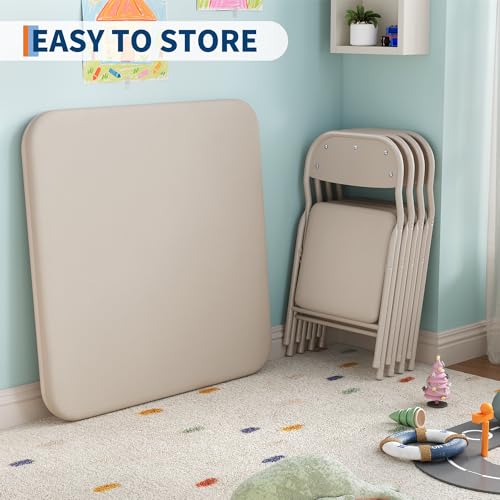 Garvee 3 Piece Boys Girls Folding Table and Chairs Set, Activity Table and Chairs Set for Dining Room,Daycare,Classrooms