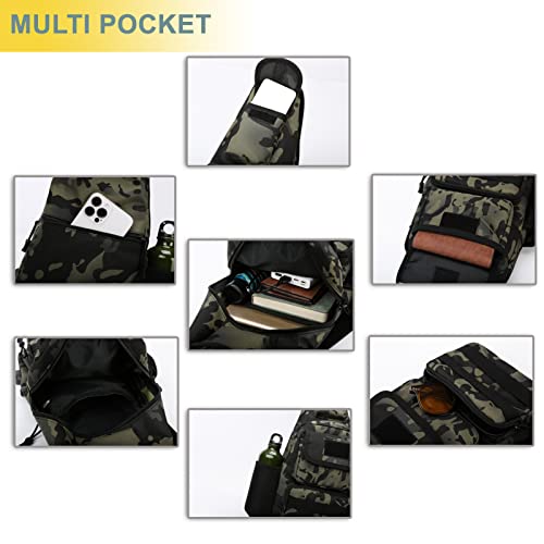 Novemkada Tactical Shoulder Bag - 1000D Molle Military Backpack Outdoor Daypack Chest Pack (Tan)