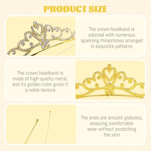 inSowni 8 Pieces Gold Metal Dazzling Rhinestone Princess Tiara Crown Headbands Wedding Birthday Party Prom Headpieces for ...