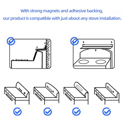 SZJHXIN 4X Strong Magnetic Stove Top Shelf, Adjustable 15-30 Inches, Fits Various Stove Lengths, Kitchen Organizer, Holds ...