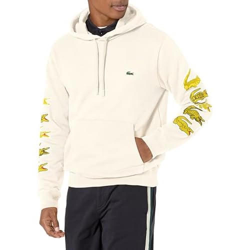 Lacoste Men's Stacked Timeline Croc Hoodie Sweatshirt