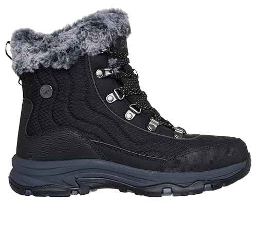 Skechers Women's TREGO - STORMIE waterproof boot, Black/Black, 10 M