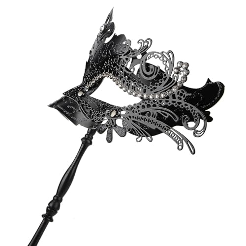 Hoshin Masquerade Mask with Stick, Mardi Gras Deecorations Venetian Masks for Womens