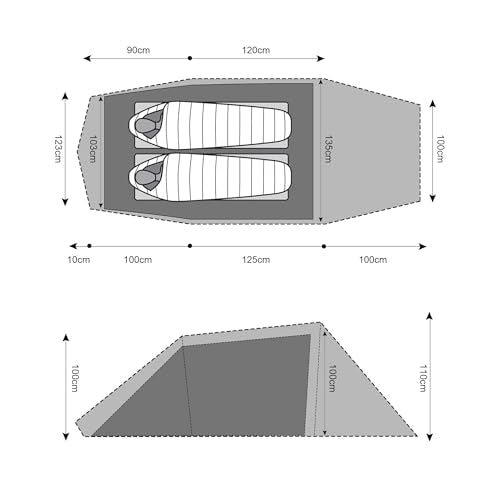 WindQuester Gale Lite 2 Ultralight 2-Person Tunnel Tent – 2.89 lb, Double Silicone-Coated Fabric, Compact 3-Season Backpac...