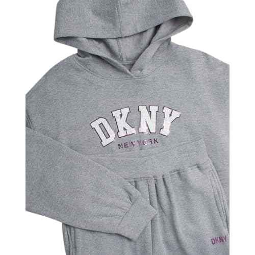 DKNY Girls Sweatpants Set - 2 Piece Active Fleece Girls Sweatshirt and Jogger Youth Kids Sweatpants Matching Set (4-16)