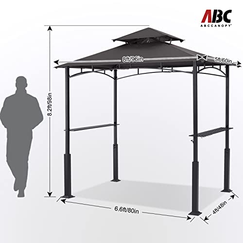 ABCCANOPY 8x5 Grill Gazebo - Outdoor BBQ Canopy Shelter with Led Light for Patio Backyard Grilling (Dark Gray)