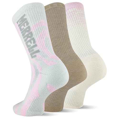 Merrell Repreve Everyday Crew Sock, Pink Assorted, S/M (Women's 5-9.5 / Men's 5-8.5)