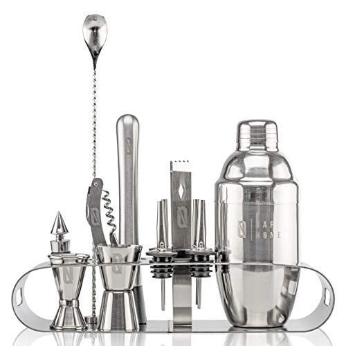 BAR NONE The Cocktail Set | 12-Piece Stand Bar Set Exquisite Quality Bartender Kit Tools | Martini Shaker Jigger Shot Mudd...