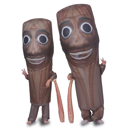 Ghorkivex Inflatable Tung Costume Halloween Funny italian Wooden Stick Man costume sahur Inflatable costume with Stick