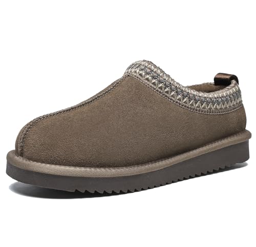 Meik Mangni Women's Slippers Genuine Suede Platform Mini Boots Mens Faux Fur Warm Lining Winter Mules Cozy Warm House Shoe...