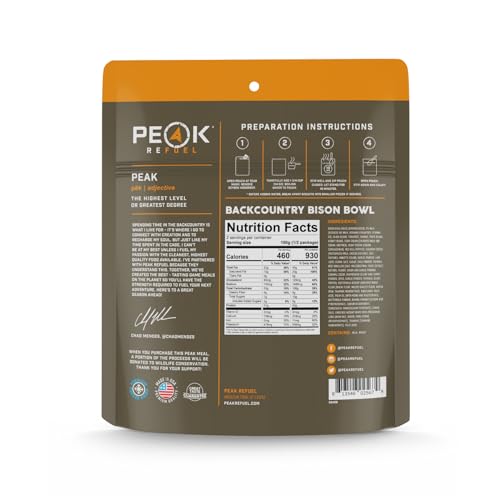 Peak Refuel Backcountry Bison Bowl | Chad Mendes Signature Meal | Premium Freeze-Dried Variety Meals | Hunting, Survival, ...