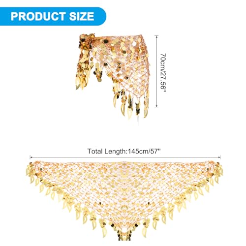 MECCANIXITY Women's Belly Dance Hip Scarf with Sequins Triangle Wrap Skirts Waist Chain