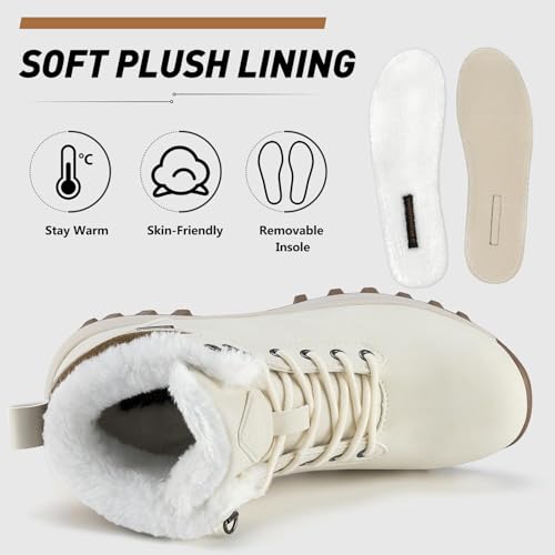 Mishansha Snow Boots for Women – Waterproof Winter Hiking Boots with Warm Fur Lining, Anti-Slip Sole, Insulated Outdoor Co...