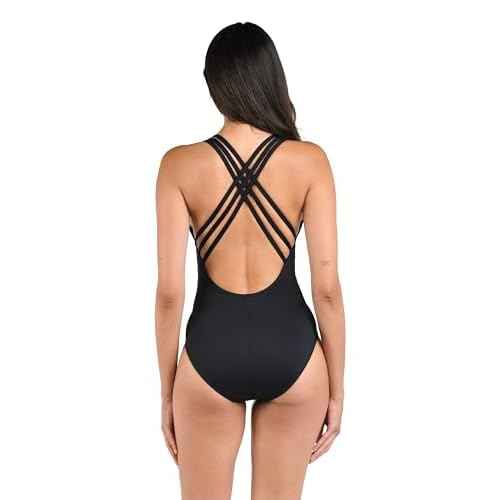 La Blanca womens Island Goddess Multi-strap Cross Back One Piece Swimsuit