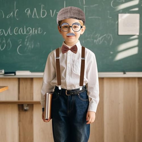 7 PCS 100 Day of School Costume Old Man Costume Grandpa Costume Accessories Set 1920s Old Man Costume Set with Hat