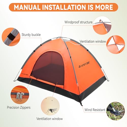 2 Person Camping Tent 4 Person Tents for Camping Windproof Tents for Camping Hiking Backpacking Traveling 2/3/4 Family Peo...