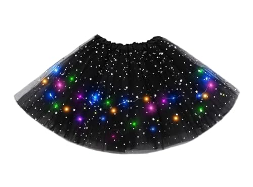 Women Light Up Tutu Skirt Stars Glow Tutus Layered Ballet Led Tulle Skirts for Halloween Party Costume